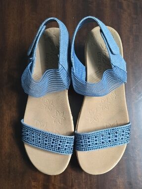 WomenBlue Embellished Slingback Sandals Skechers Beverlee Pretty Chic Size 8.5